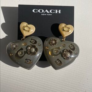 Coach Heart Earrings - Gold and Cream
